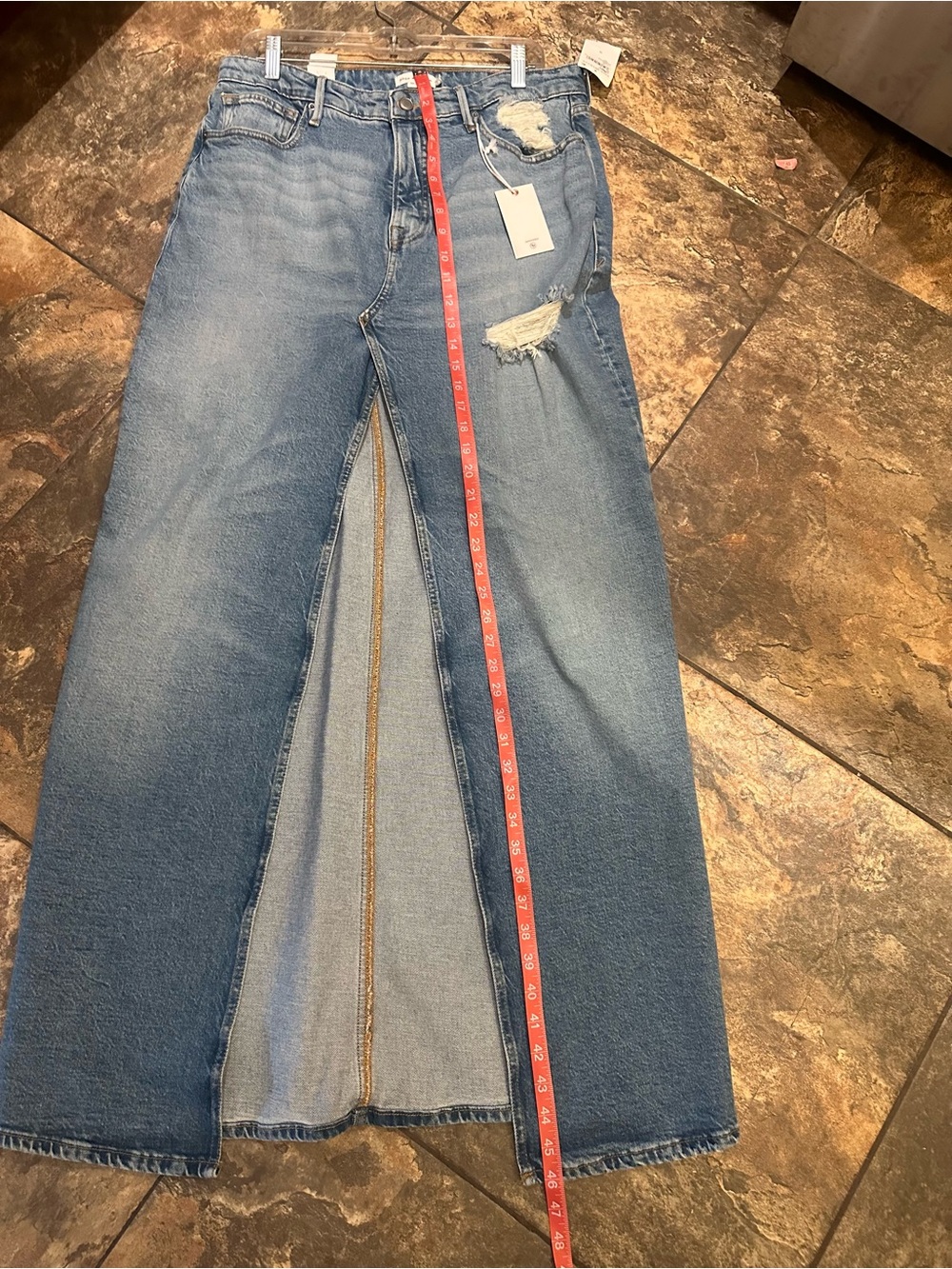 Good American Slit Front Denim Maxi Skirt